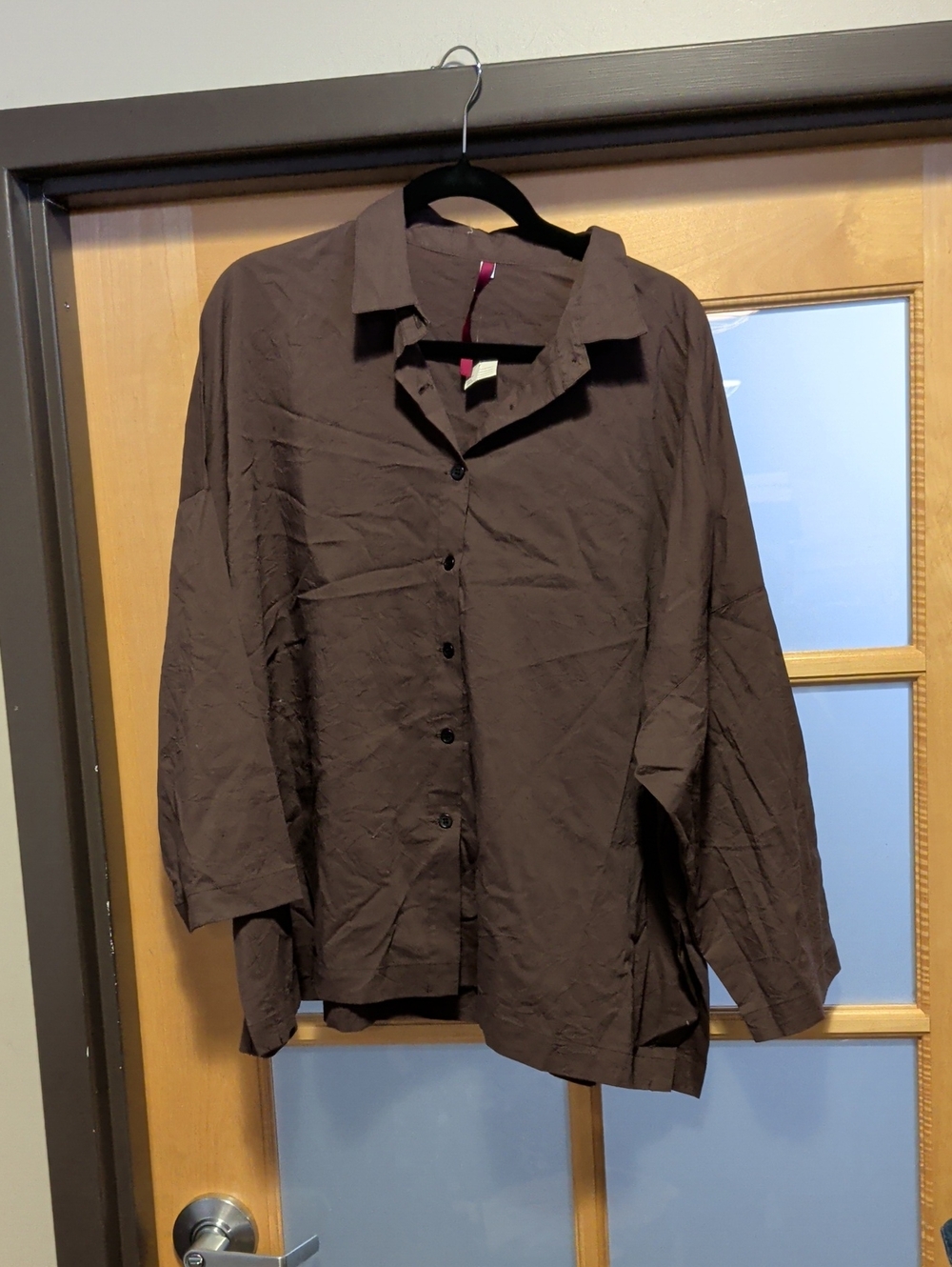 Plus Size Relaxed-Fit Women's Brown Button-Down Shirt